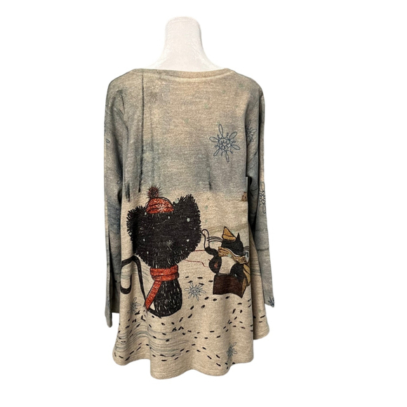 Cat Print Women's Sweater - Picture 4 of 8